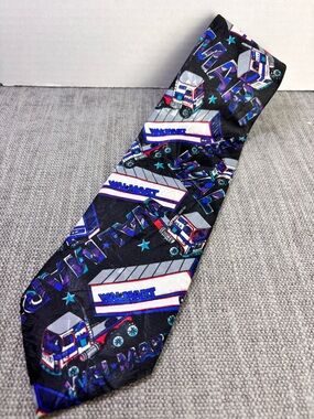 Walmart-Themed Black Novelty Tie with Truck Motif